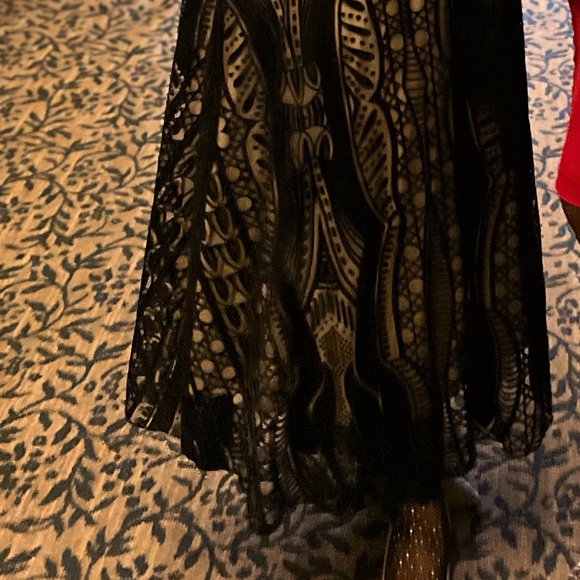 Farm Rio Anthropologie Medium Devore Fringed Maxi Dress Crochet Lace Black - Picture 9 of 15